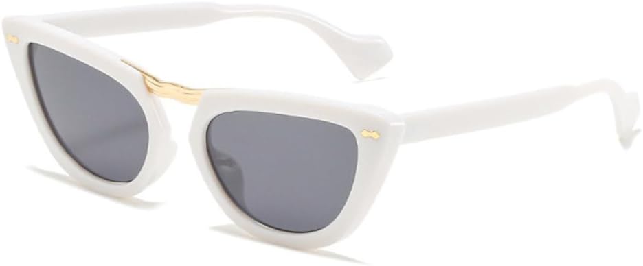 

MUTYNE Популярные модные солнцезащитные очки «кошачий глаз» для женщин, ретро-стиль, с цветными заклепками, декоративные заклепки, мужские солнцезащитные очки UV400, White Gray