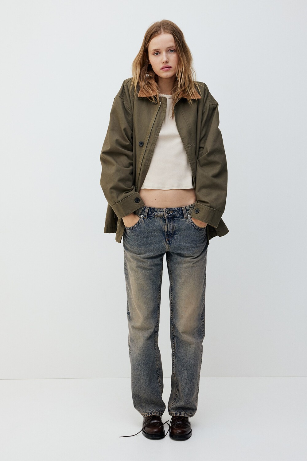 

Куртка оверсайз из парусины H&M, хаки
