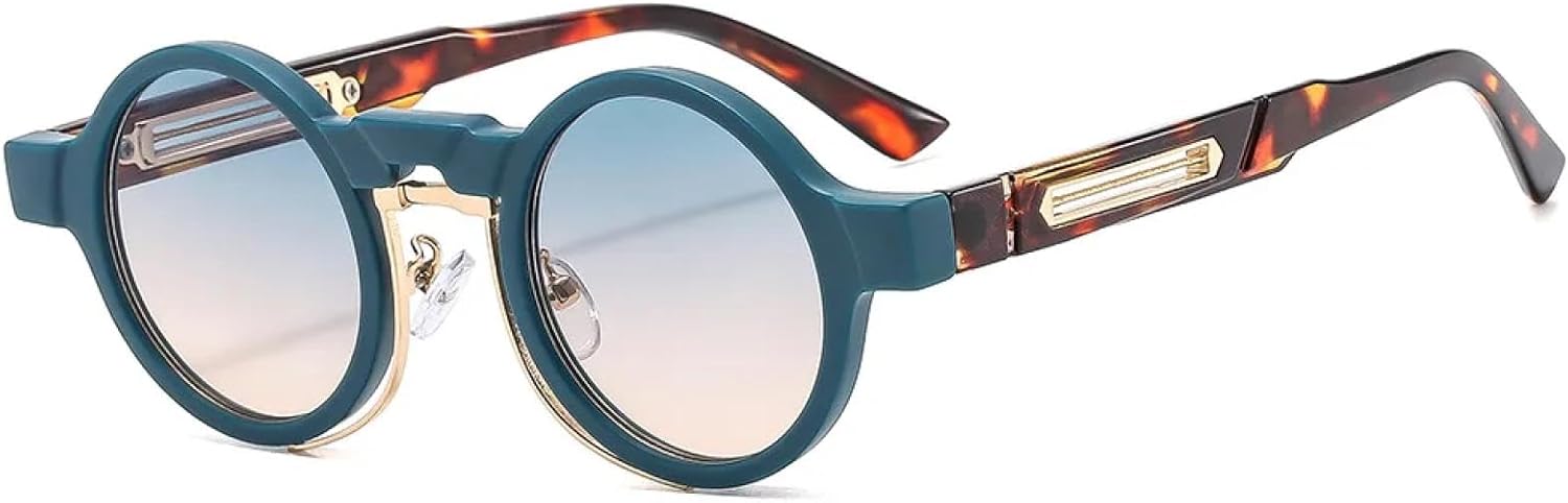 

Солнцезащитные очки с защитой UV400 | Маленькие круглые панк-очки с прозрачными градиентными линзами | для женщин и мужчин, для занятий спортом на открытом воздухе и вождения DSVIGF, Green