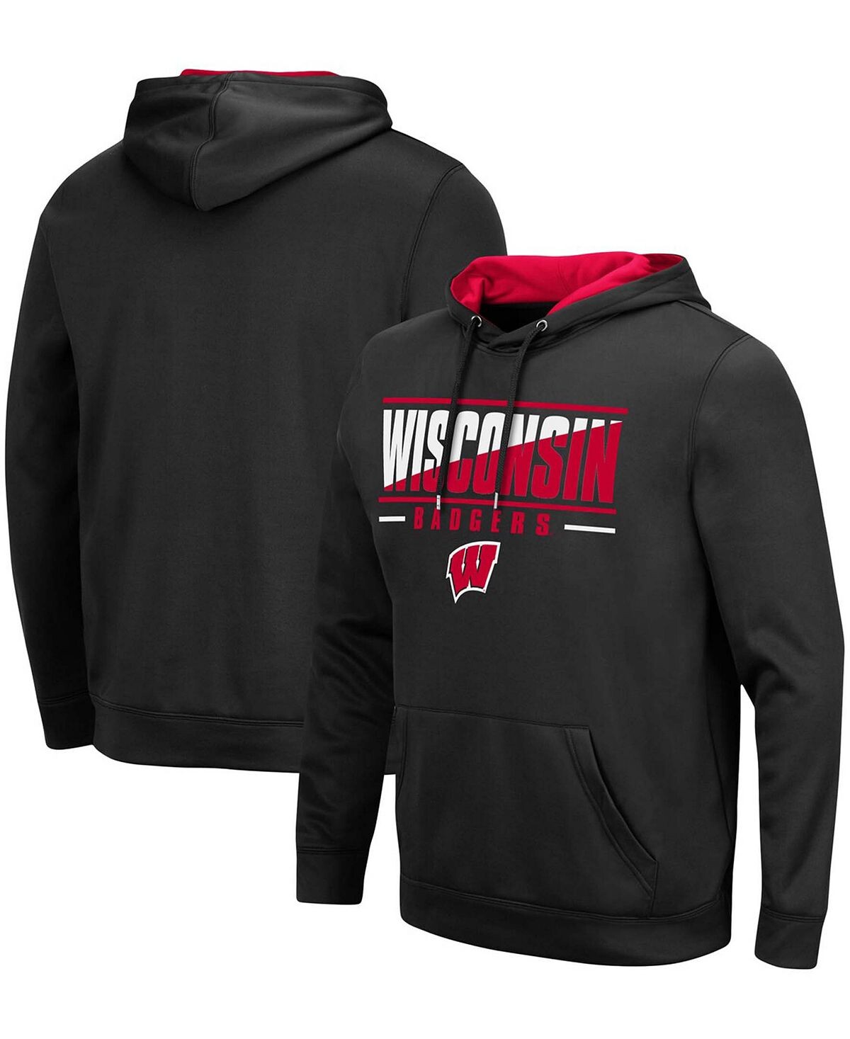 

Мужской черный пуловер с капюшоном Wisconsin Badgers Slash Stack 2.0 Colosseum
