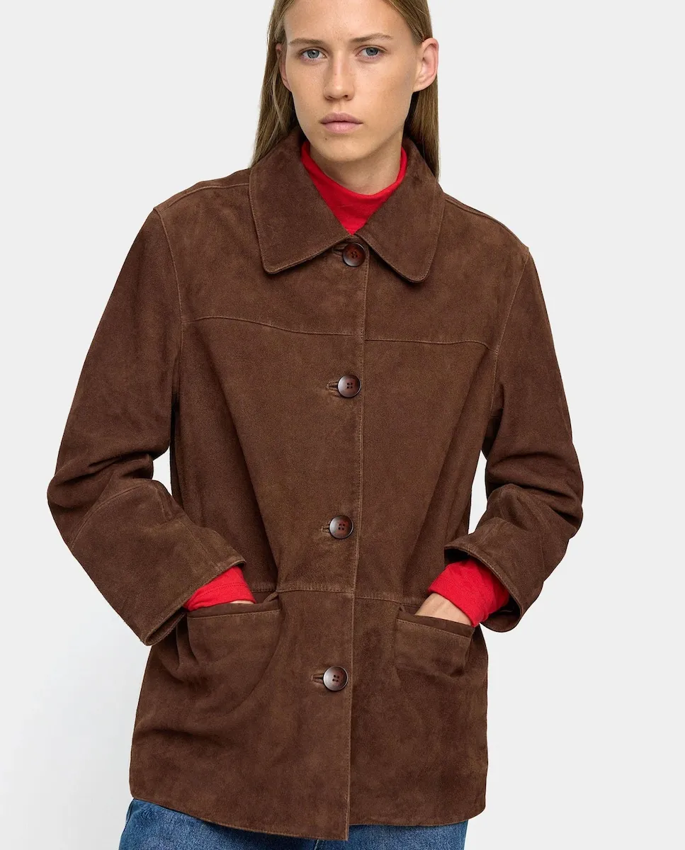 

Женская куртка 100% кожа с пуговицами на гладкой поверхности Parfois, коричневый