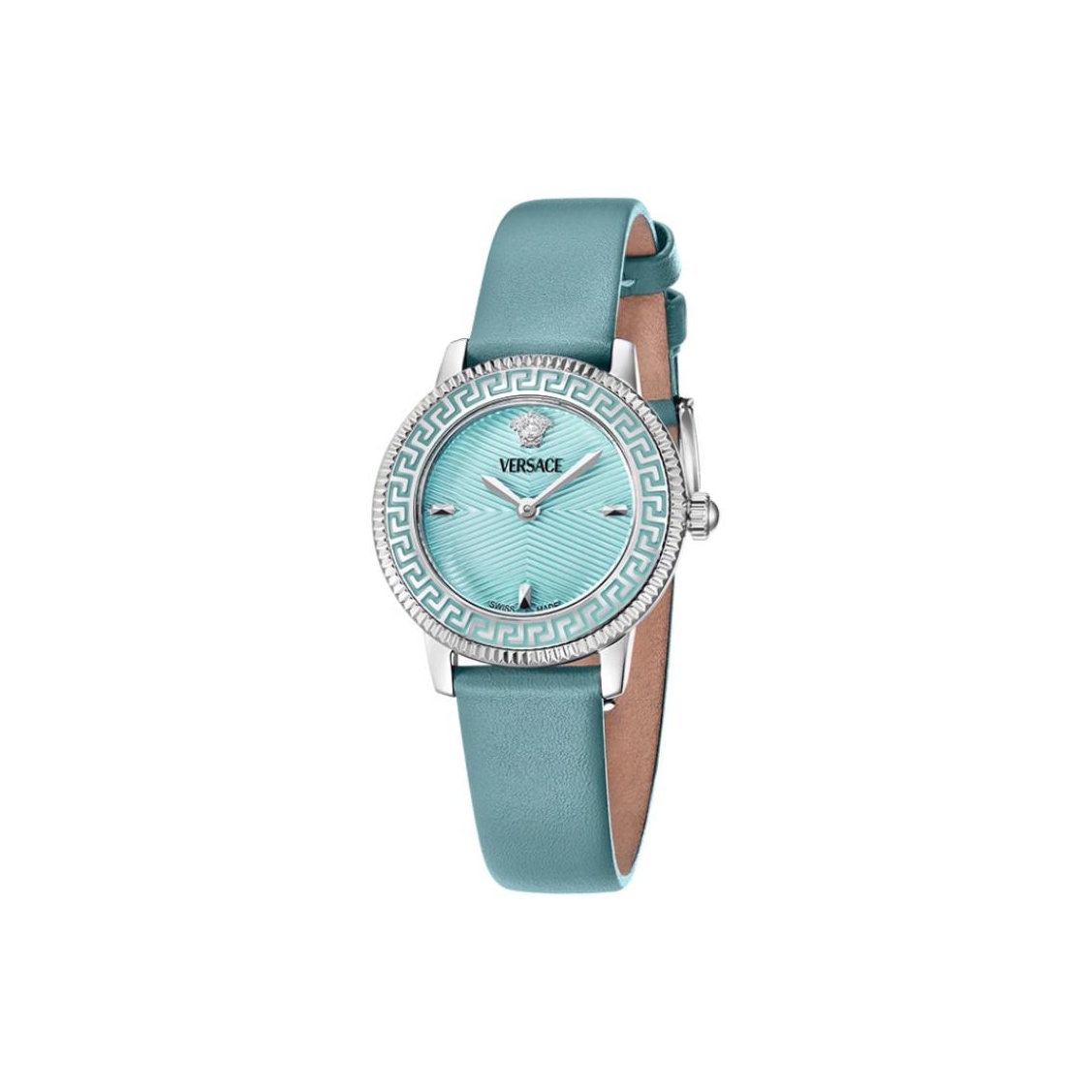 

VERSACE Часы Wrist Watch Quartz Movement Cow Leather Strap 30mm Blue Dial Women's Watch, Blue Dial