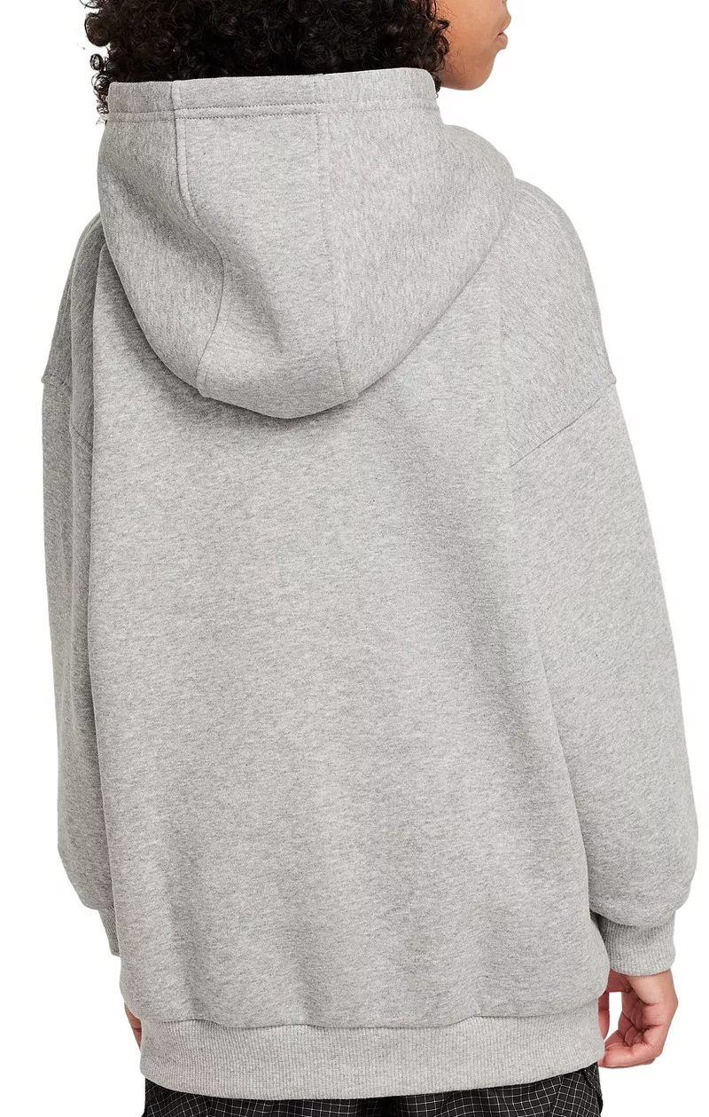 Большой флисовый пуловер с капюшоном Nike Sportswear Club для девочек, цвет Dk Grey Heather — фото 3