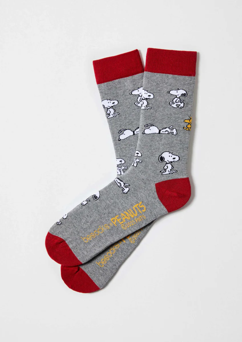 

Высокие носки унисекс Snoopy из органического хлопка серого цвета Besocks, серый