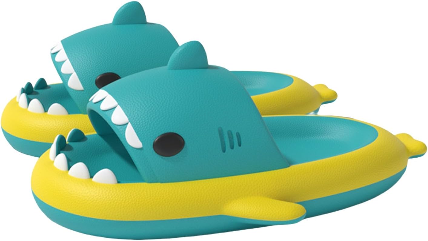 

Оригинальные шлепанцы с акулой, новые милые шлепанцы с радужной акулой для взрослых, шлепанцы с акулой с звездным градиентом, унисекс Generic, желтый