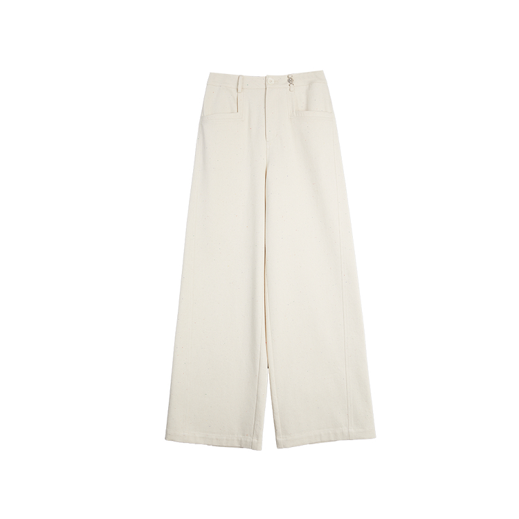 

ELLE Повседневные брюки женские светлые хаки Moderate Bootcut