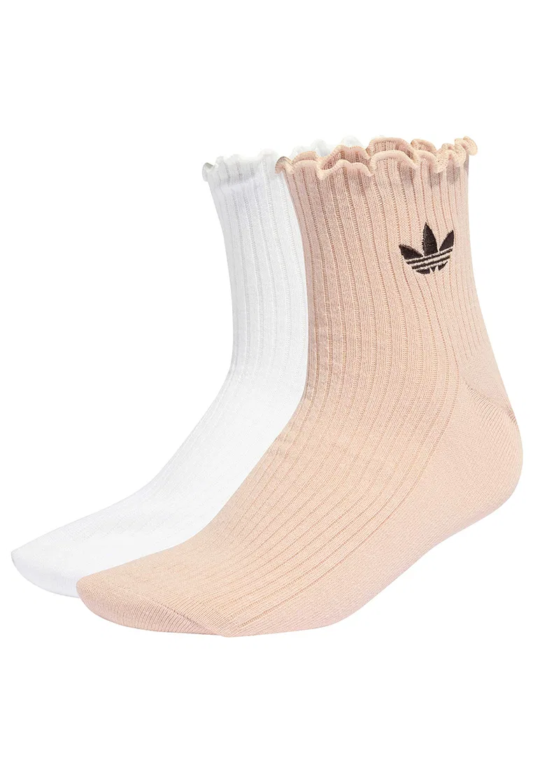 Носки женские, с оборками, Quarter Socks Adidas, белый/розовый