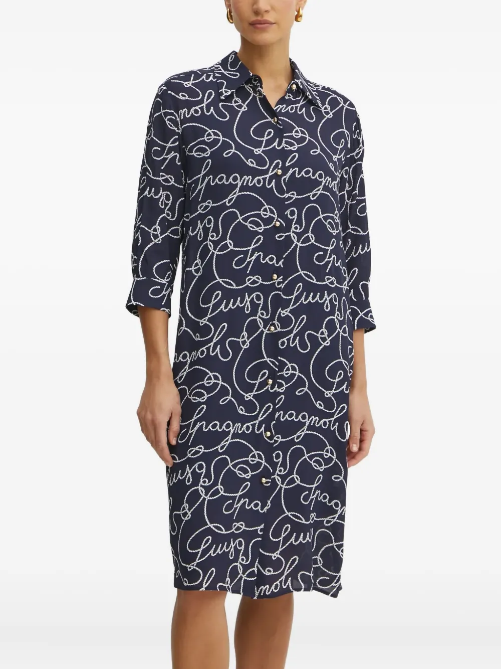 

Мини-платье-рубашка с принтом в виде веревок LUISA SPAGNOLI, синий