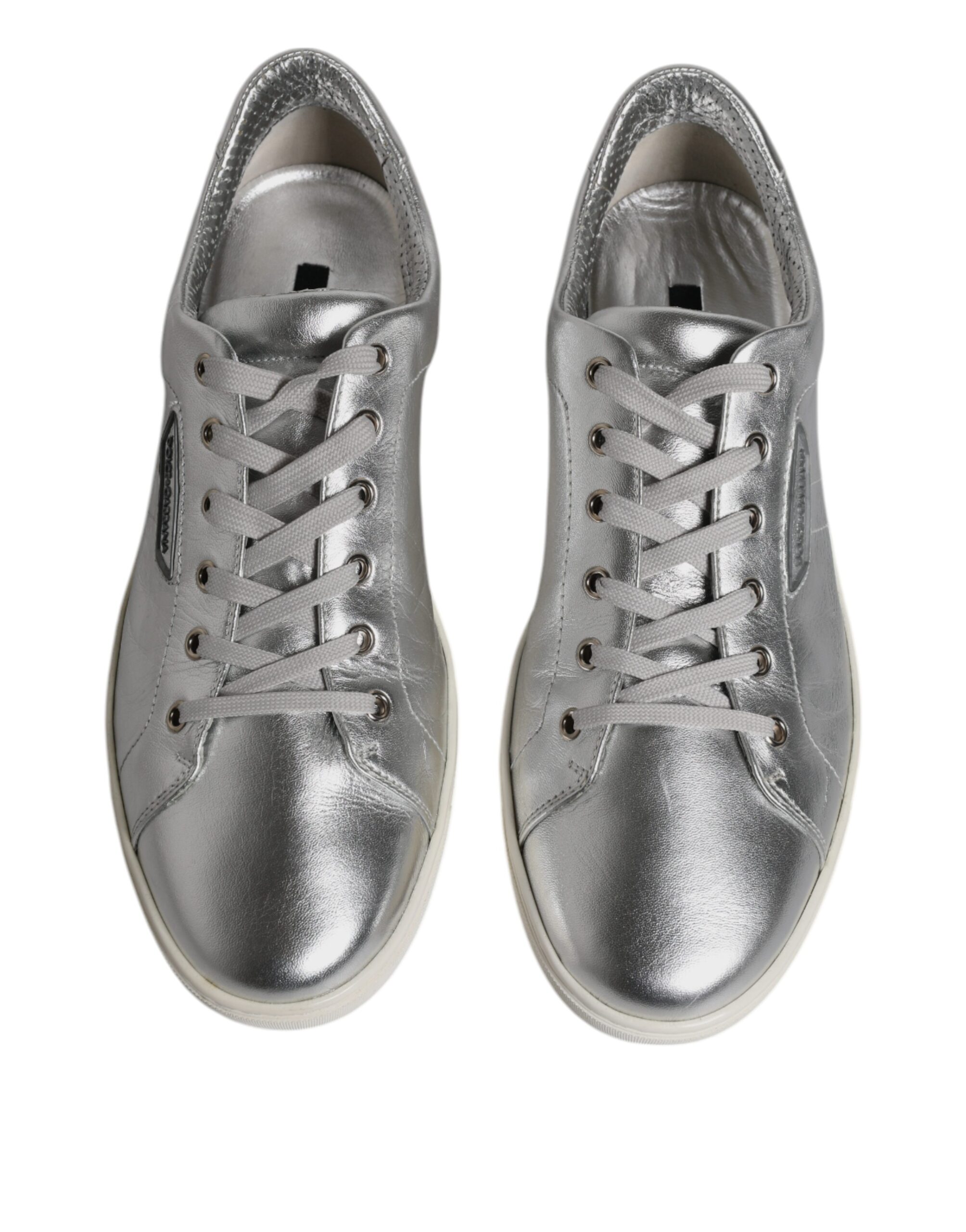 Низкие кожаные кеды Silver London Dolce & Gabbana, серебряный — фото 3