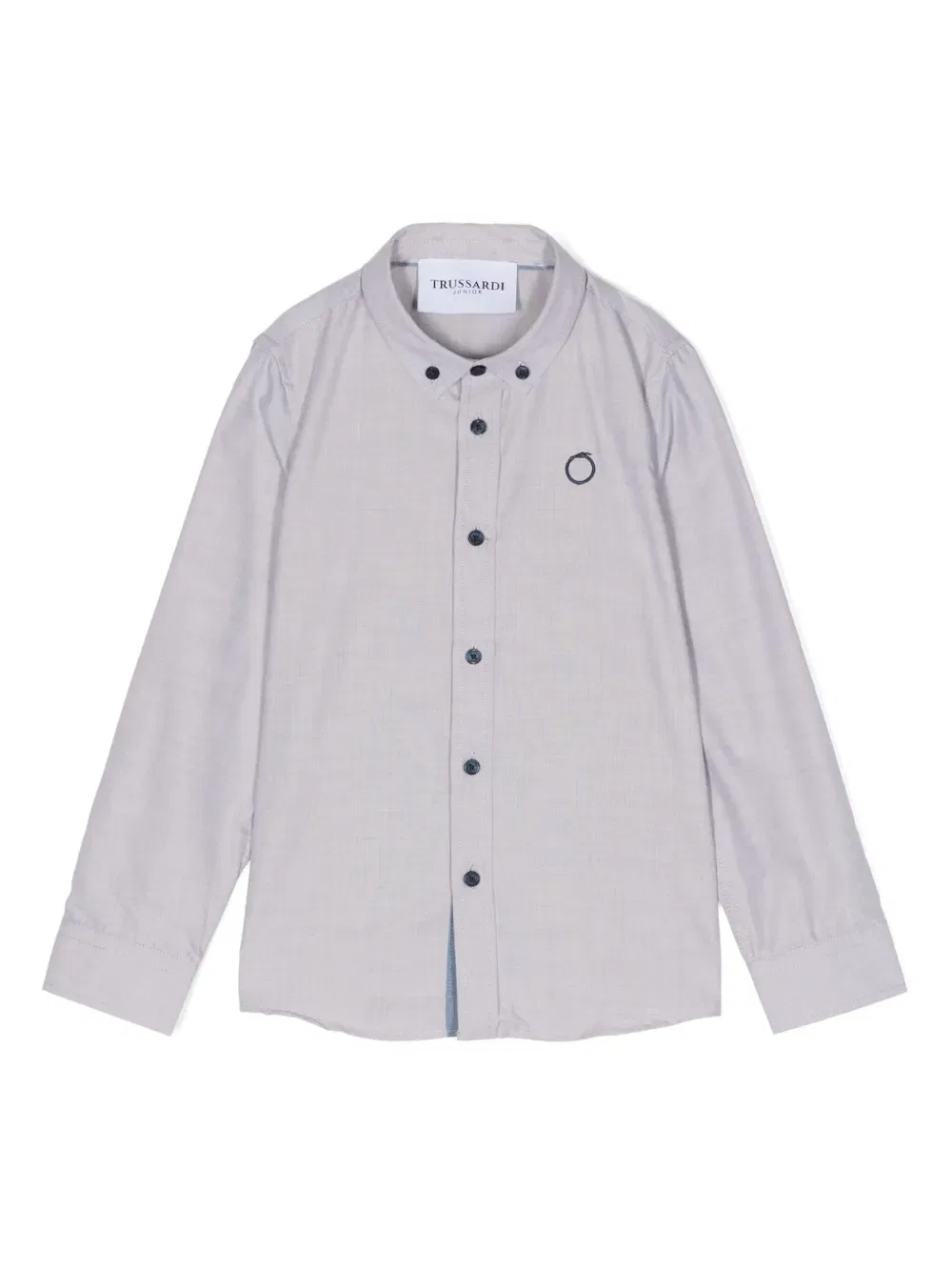 Рубашка с вышитым логотипом и меланжевым эффектом Trussardi Junior, серый