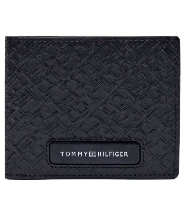 

Кошелек мужской Tommy Hilfiger кожаный с монограммой, черный