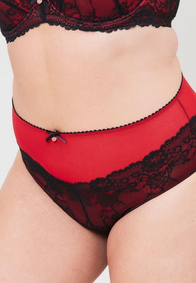 

Кружевные трусики в тон с высокой талией Oola Lingerie, красный