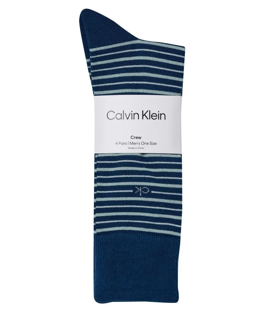 Мужские носки средней высоты, комплект из 4 пар Calvin Klein, темно-синий/белый/светло-голубой/синий — фото 3