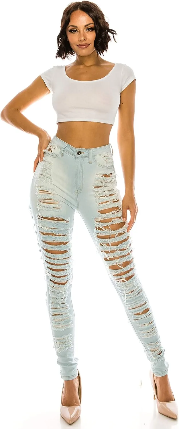 

Джинсы Aphrodite High Waisted для женщин, рваные, скинни AP Blue