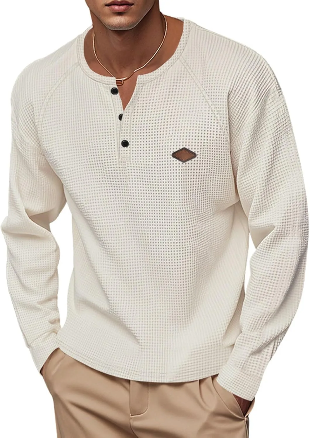 

Мужская футболка-поло Henley Raglan с длинным рукавом, три пуговицы, легкая