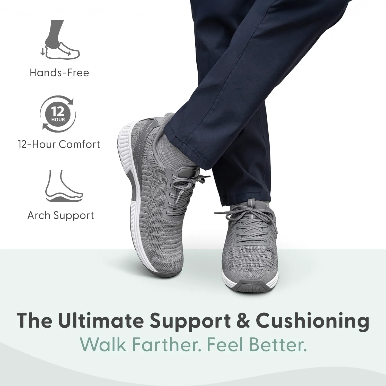 

Мужские ортопедические кроссовки Orthofeet Yari с вязаным верхом и без шнурков, серый