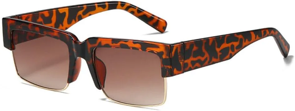 

Маленькие солнцезащитные очки-полуочки для женщин, модные винтажные очки для мужчин, роскошные солнцезащитные очки с защитой от УФ-излучения UV400 TVTBBVV, Brown