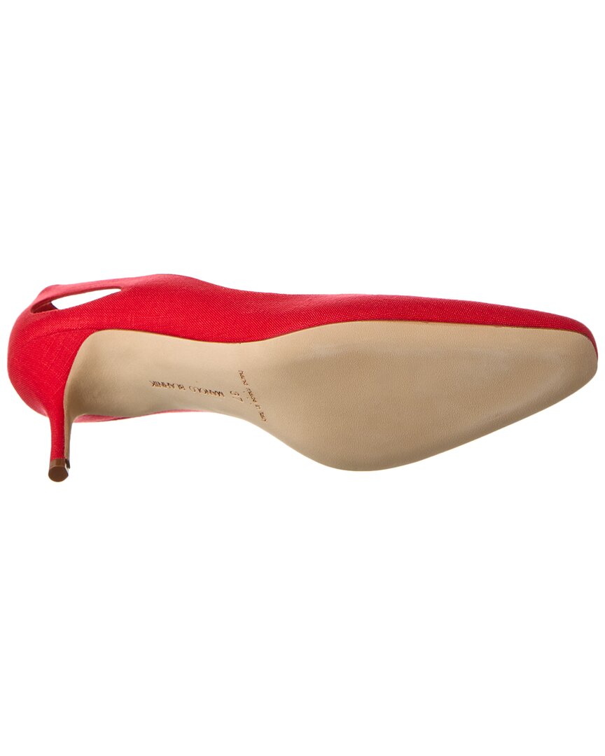 Manolo Blahnik Toplaca 70 Linen Pump, красный — фото 4
