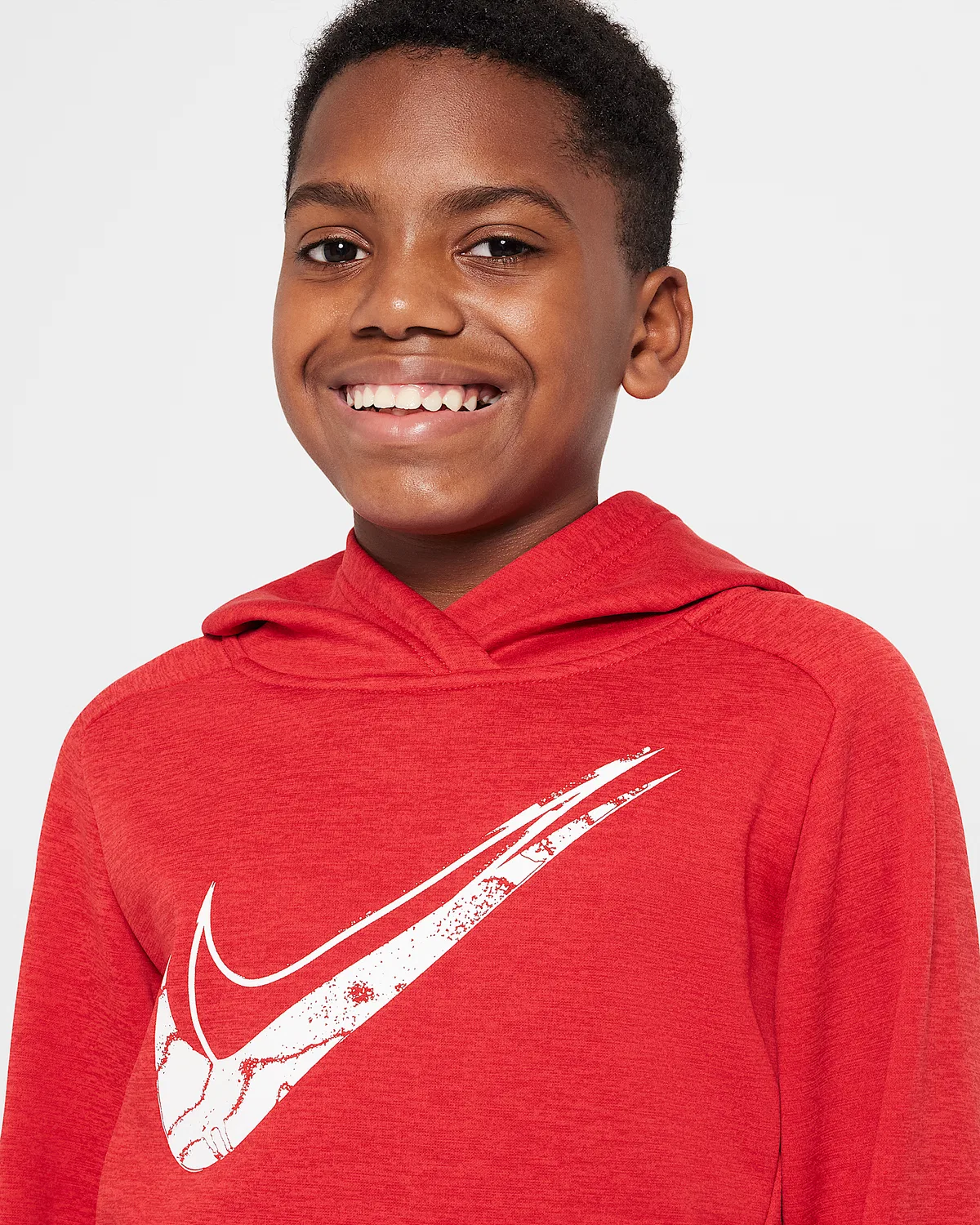 Детская худи Nike Therma-FIT Big Kids' Multi Stain Repel, Gym Red/University Red/Heather/White — фото 3