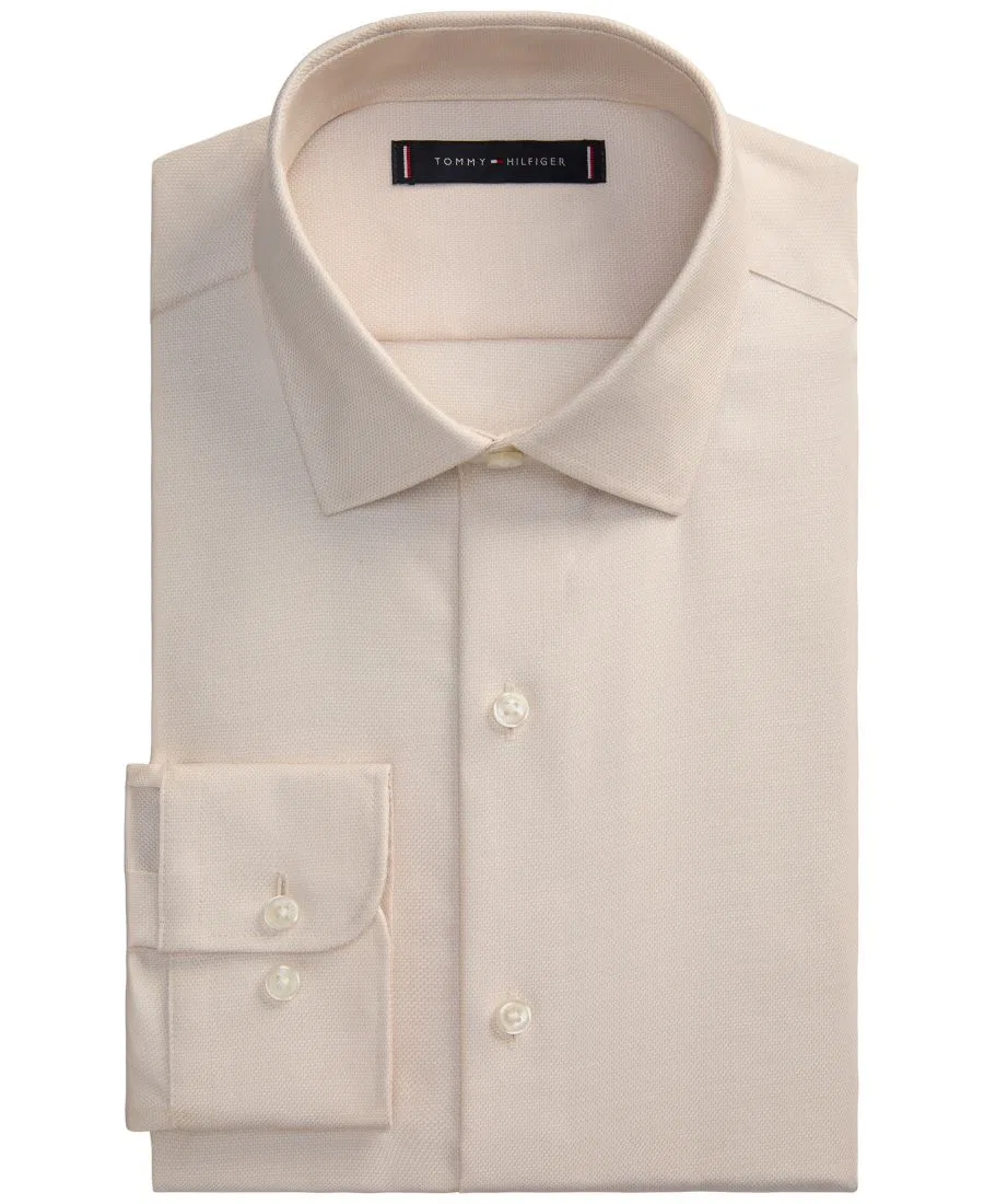 Мужская рубашка TH Flex Twill Slim-Fit Tommy Hilfiger, хаки — фото 3