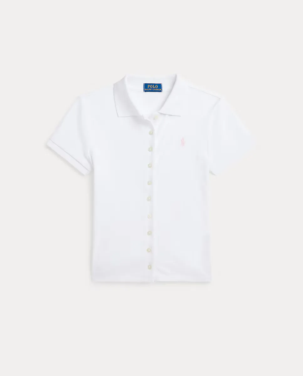 

Хлопковая рубашка поло с планкой на пуговицах Polo Ralph Lauren, белый