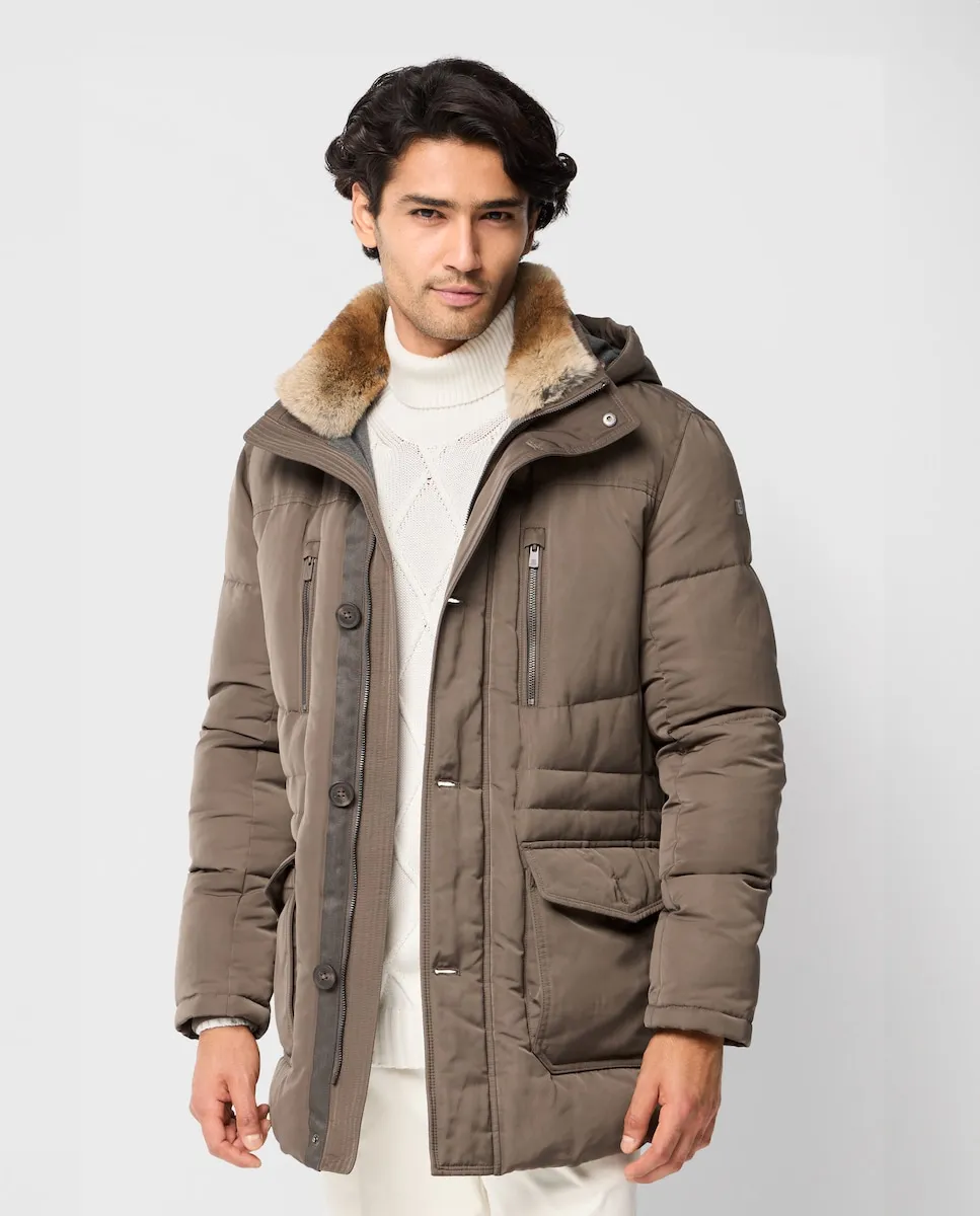 

Мужская куртка с капюшоном и меховым воротником Pertegaz, светло-коричневый