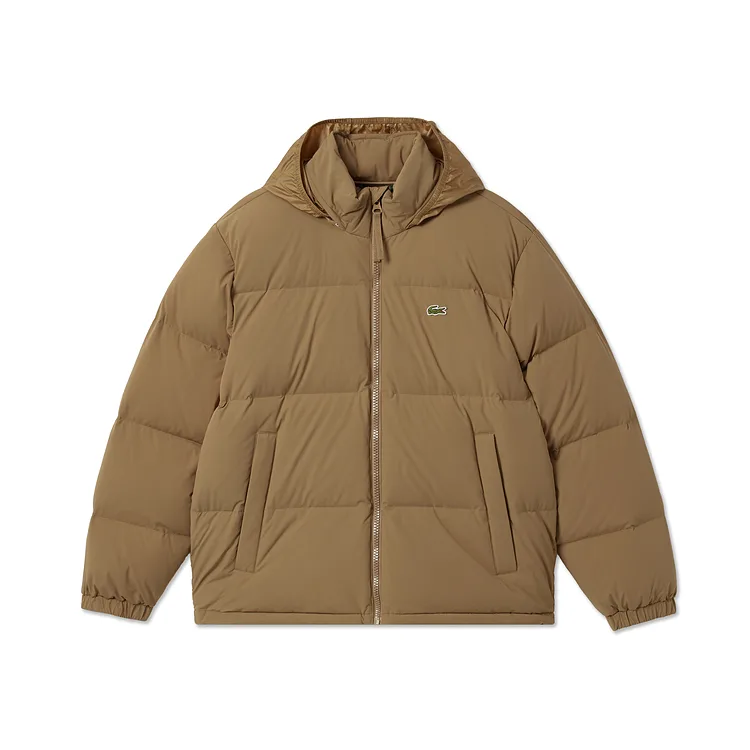 Пуховик мужской с капюшоном LACOSTE, PWS/Caramel Brown