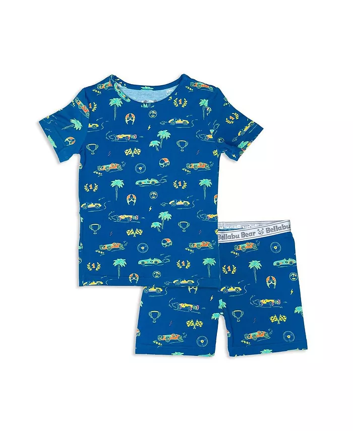 

Детский унисекс пижамный комплект из шорт и футболки с коротким рукавом Monaco Blue Bellabu Bear, мультиколор