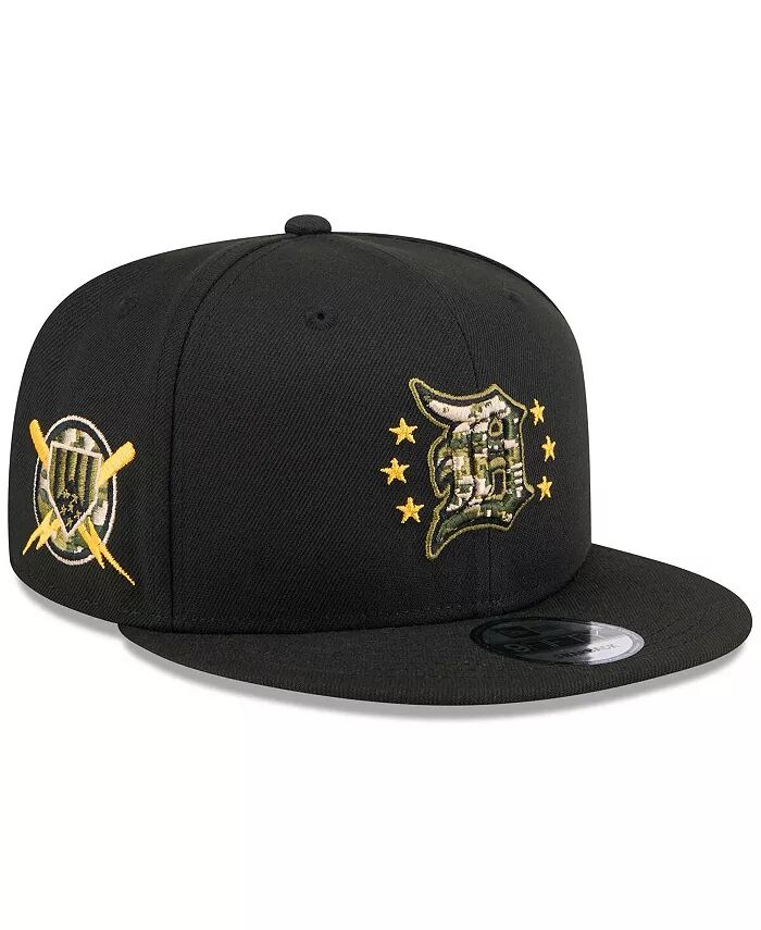 

Мужская черная кепка Snapback 9FIFTY ко Дню вооруженных сил Detroit Tigers 2024 New Era, черный