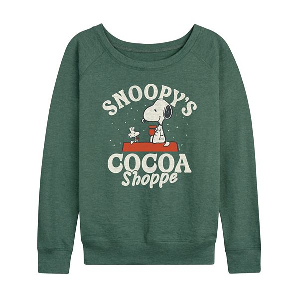 

Женская футболка с длинным рукавом и принтом Peanuts Snoopy's Cocoa Shoppe Licensed Character, Heather Juniper