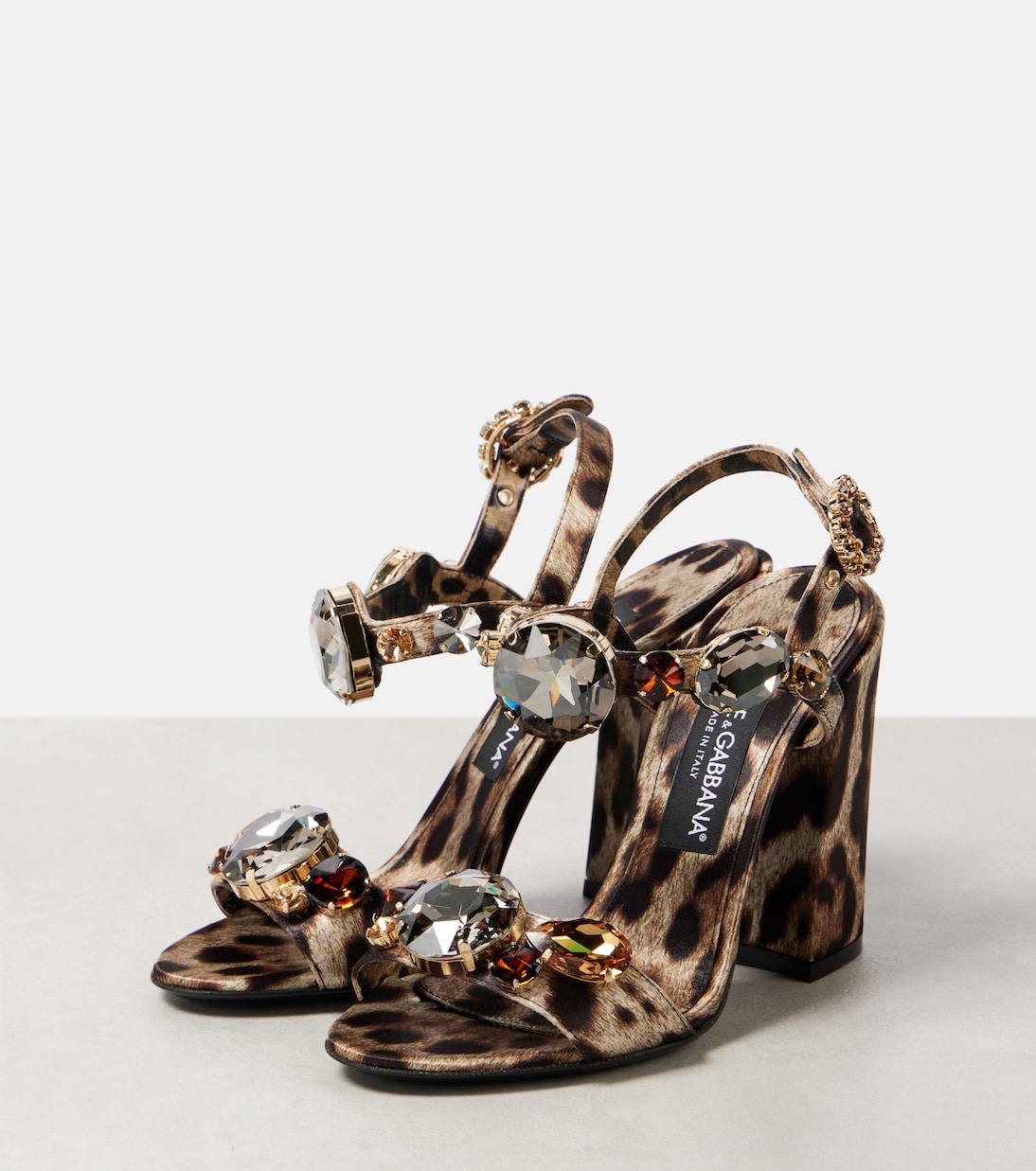 Атласные босоножки Keira 105 с леопардовым принтом Dolce&Gabbana, Leo New — фото 4