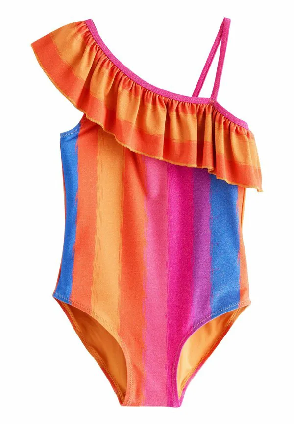 Купальник стандартного кроя с одним открытым плечом Next, Multi Glitter Stripe