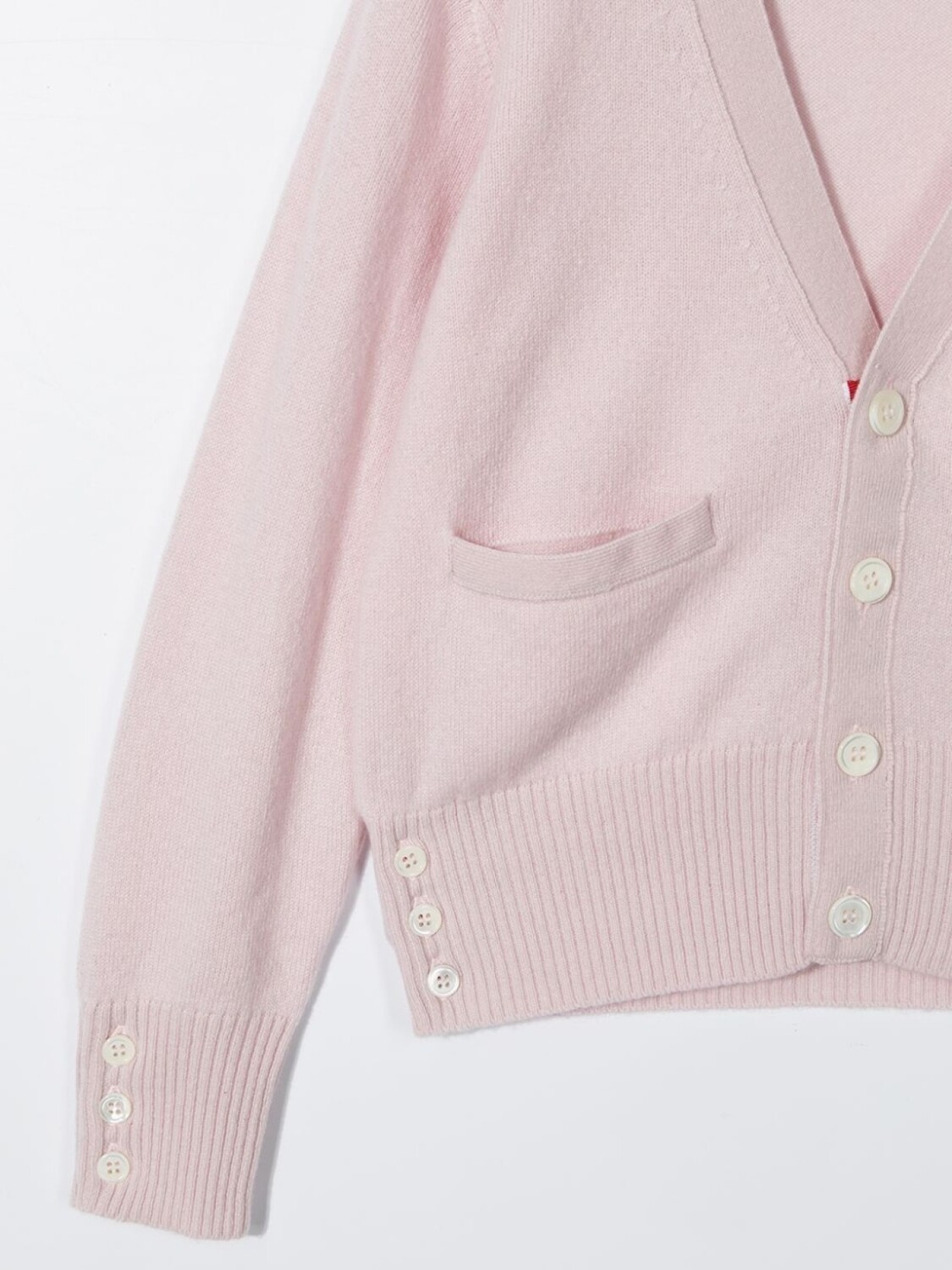 Thom Browne Kids кашемировый кардиган с полосками 4-Bar, розовый — фото 3