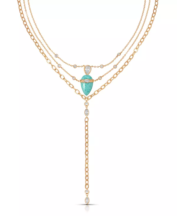 

Многослойное ожерелье с бирюзой и солнцестоянием Ettika, gold