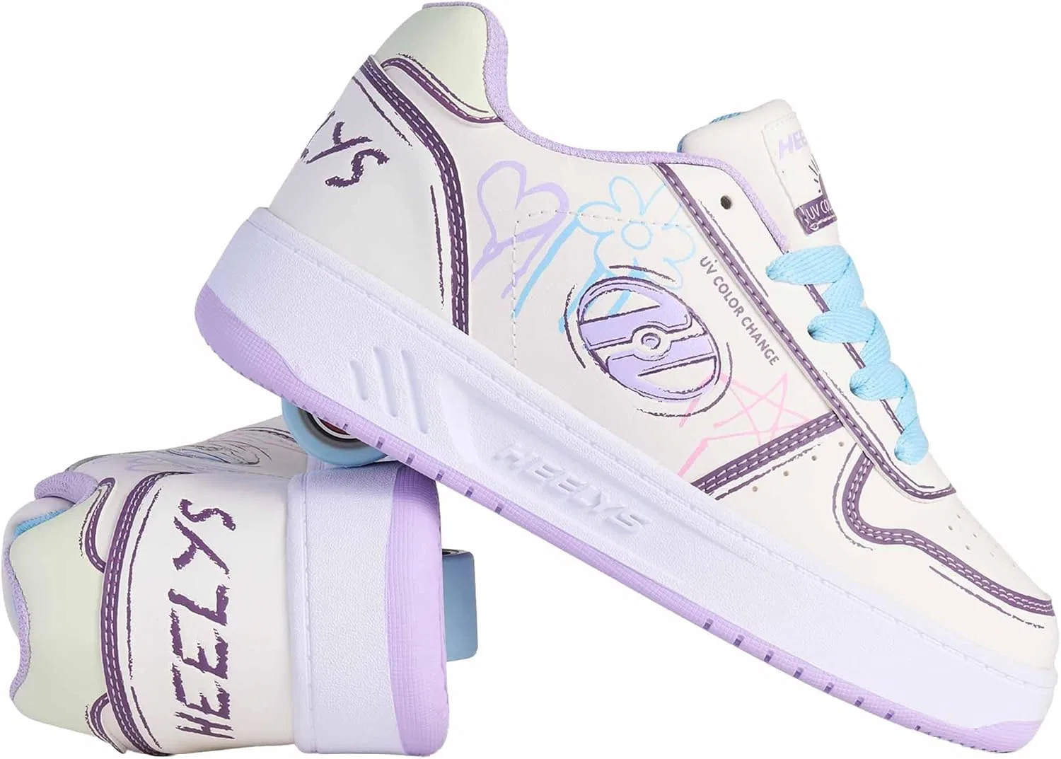 Кроссовки-ролики HEELYS Girls Kama-cc, белый/фиолетовый/голубой/розовый