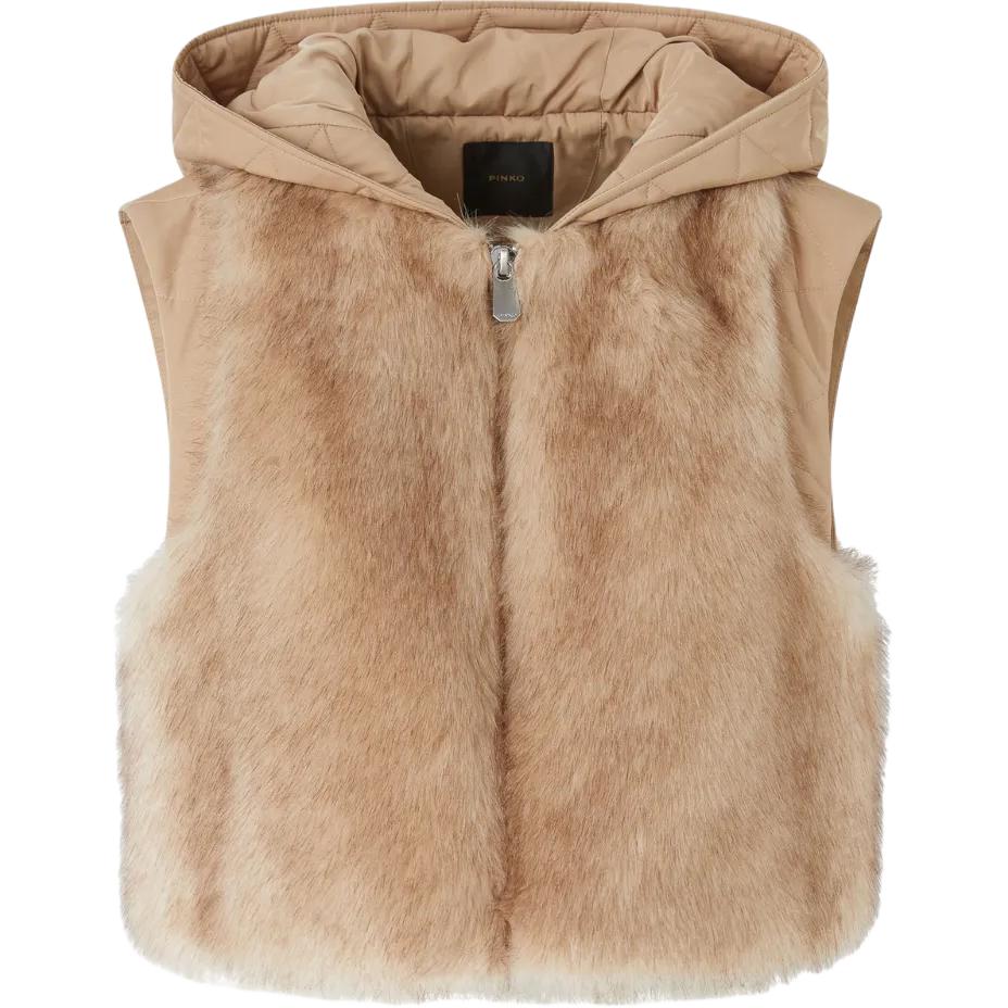 

PINKO Стеганая безрукавка из искусственного меха, Light Beige