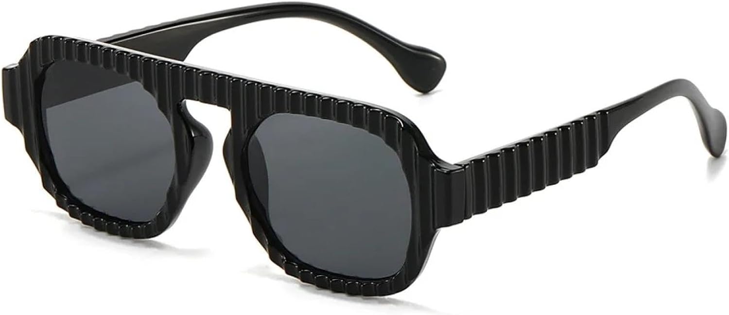 

Винтажные солнцезащитные очки с плоской верхней частью, полосатой волнистой оправой, в стиле панк, роскошные, с защитой от УФ-излучения UV400, для женщин и мужчин TYUVIVO, 6