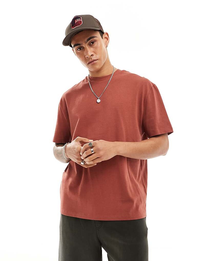 

ASOS DESIGN – коричневая футболка свободного кроя, 240 г/м²