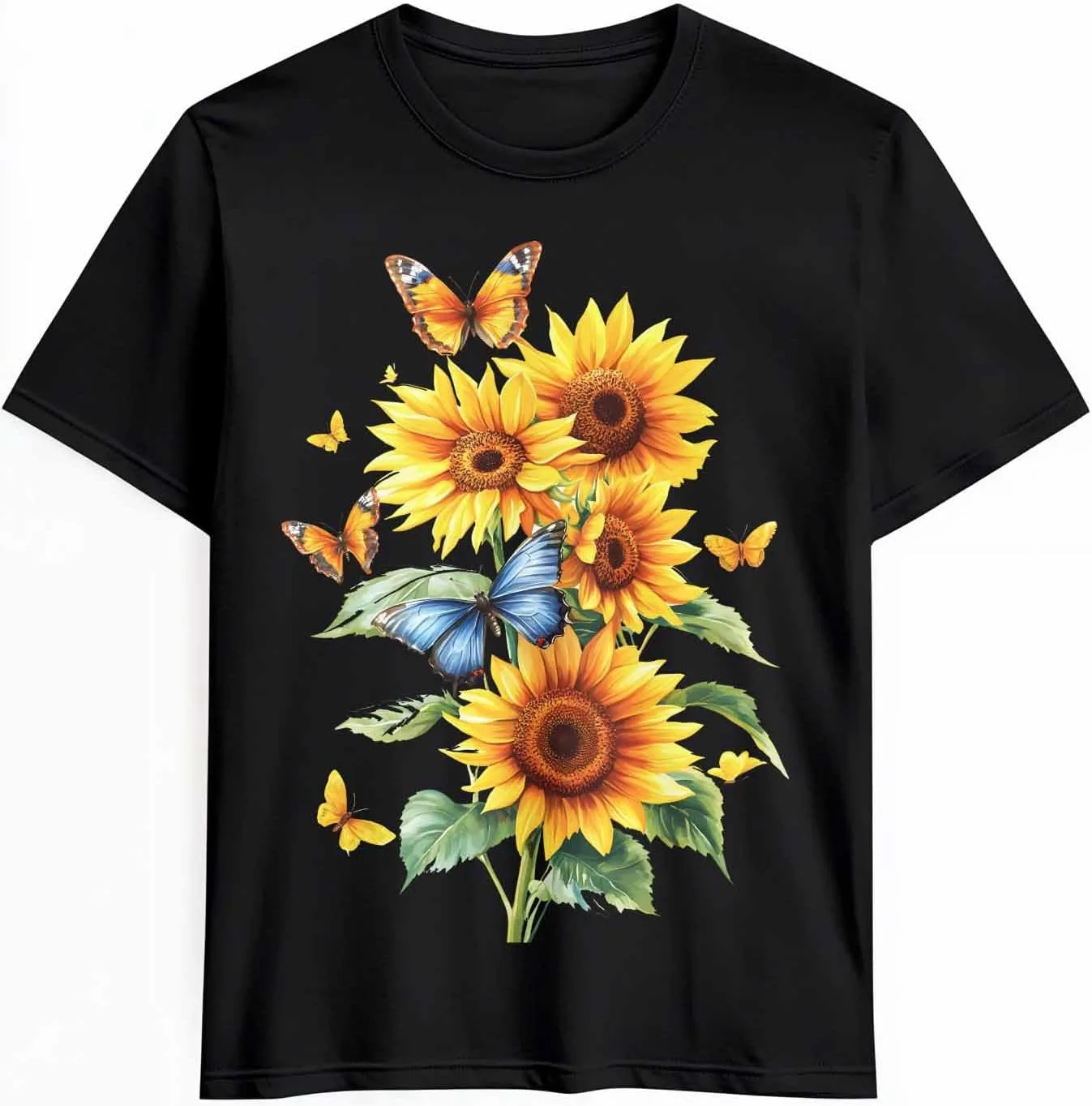 

Мужская футболка с принтом бабочки и подсолнуха CosyBright