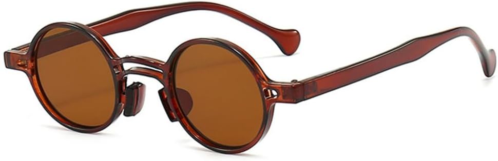 

Ретро маленькие круглые солнцезащитные очки с двойной перемычкой для женщин, прозрачные линзы, защита от УФ-излучения UV400, мужские солнцезащитные очки в стиле панк LANGSER, Brown Tea