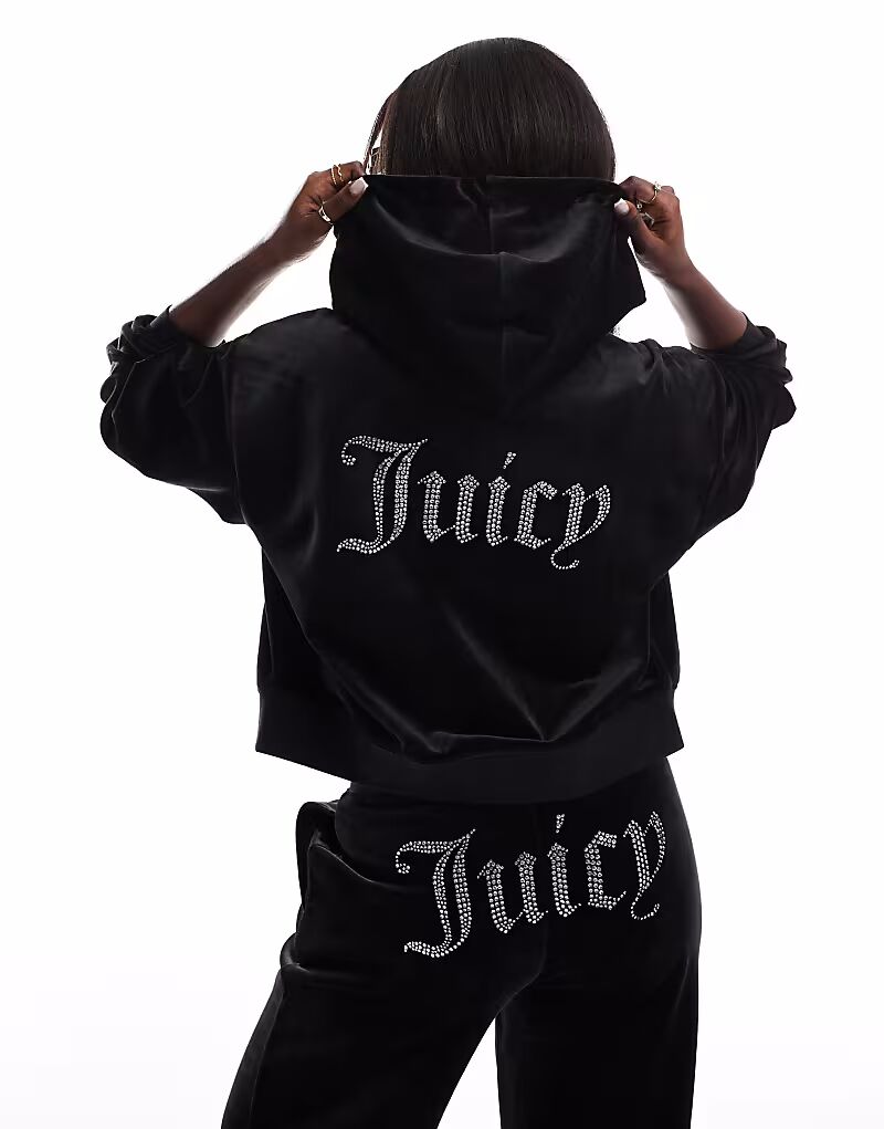 

Худи Juicy Couture свободного кроя с велюровой застежкой-молнией черного цвета эксклюзивно для Asos