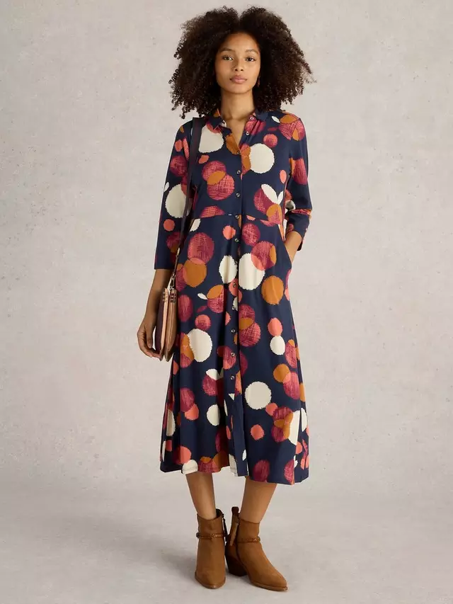 

Платье White Stuff Rua Spot Organic Cotton Blend, цвет navy/multi