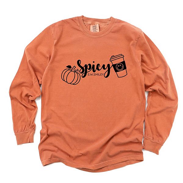 

SWSmiley spicy pumpkin spice - женская футболка с длинным рукавом и принтом, окрашенная в стиле garment dyed Simply Sage Market, Yam