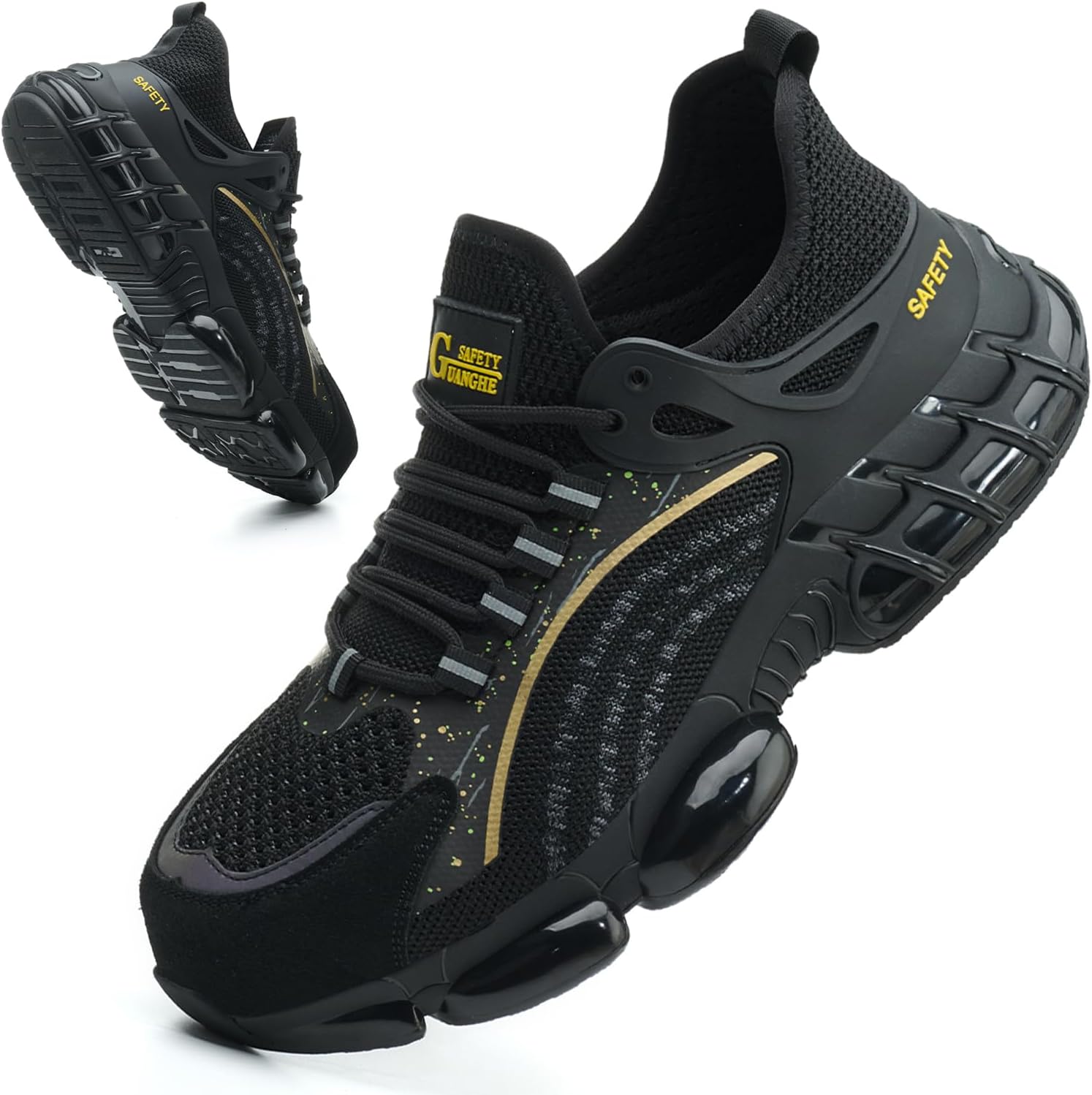 

Защитные ботинки с стальным носком для мужчин и женщин, ботинки с композитным носком, безопасные кроссовки, легкие, неразрушимые, строительные, с защитой от проколов, защитная обувь Zhywdbwz, черный