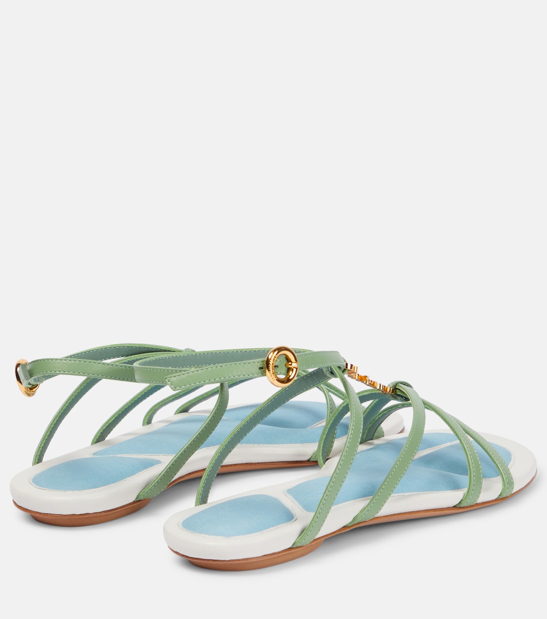 Сандалии из кожи с декором Jacquemus, Light Green — фото 3