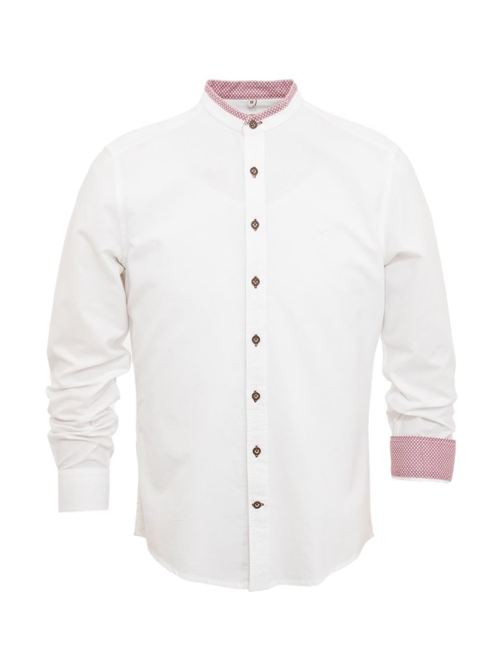 

Рубашка GEORG с воротником-стойкой белого и бордового цветов MarJo