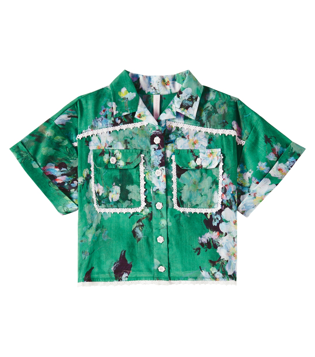 

Хлопковая рубашка Эверли Zimmermann Kids, Green Watercolour Floral