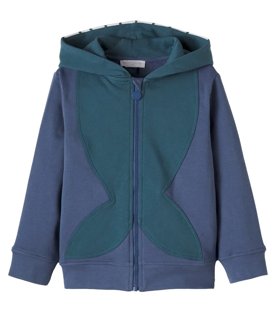 Толстовка на молнии из хлопкового трикотажа с принтом Stella McCartney Kids, синий