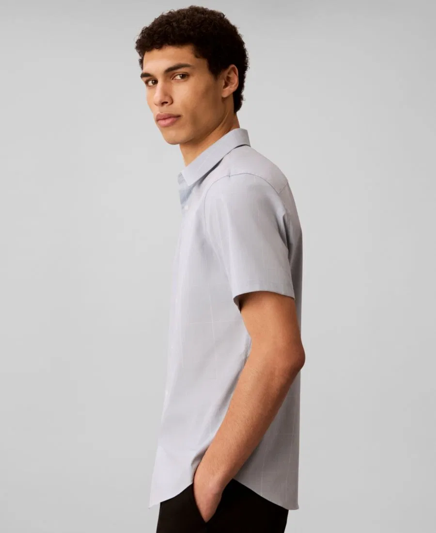 Мужская рубашка с коротким рукавом в клетку Calvin Klein, Ballad Blue — фото 3