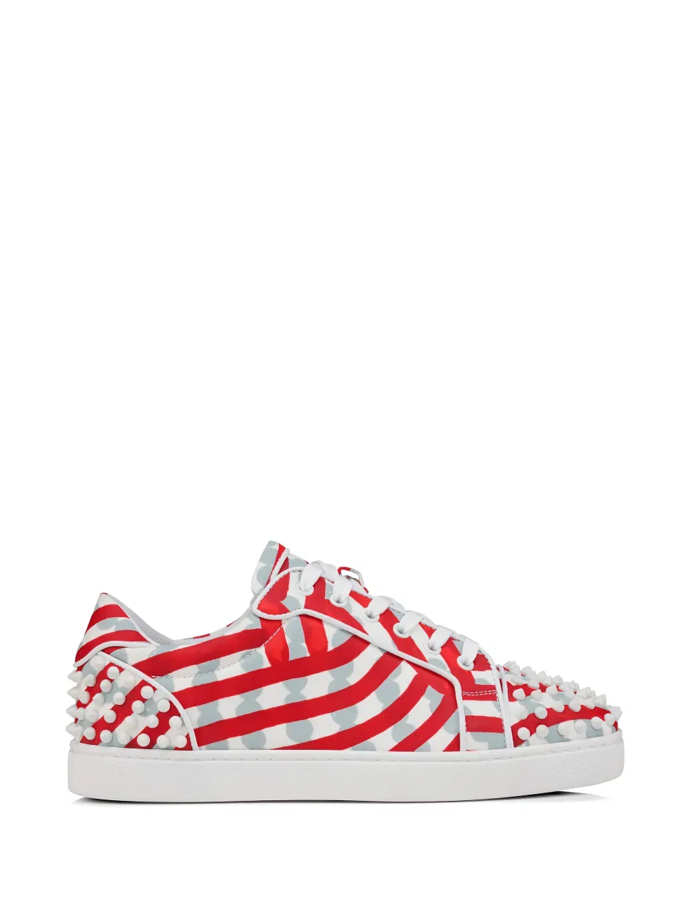 Кроссовки в полоску, украшенные заклепками Christian Louboutin, красный